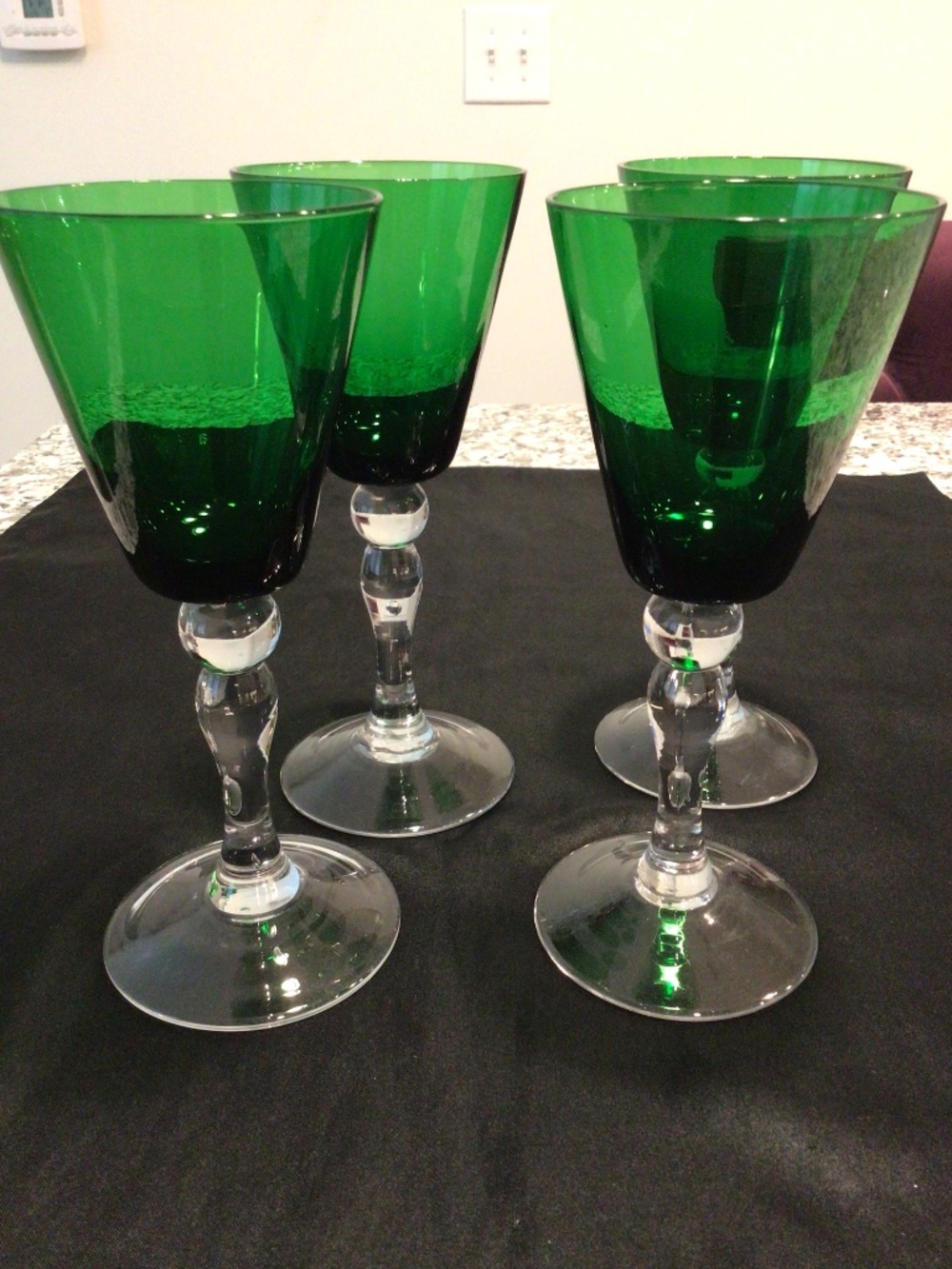 Vintage Emerald Green Wine Goblets (4)